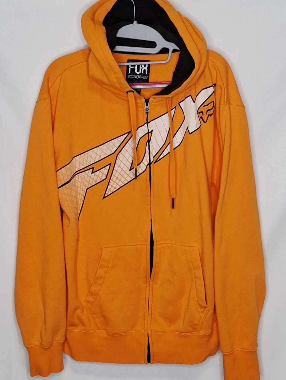 FOX Orange Full-Zip Hoodie with Logo Size Large